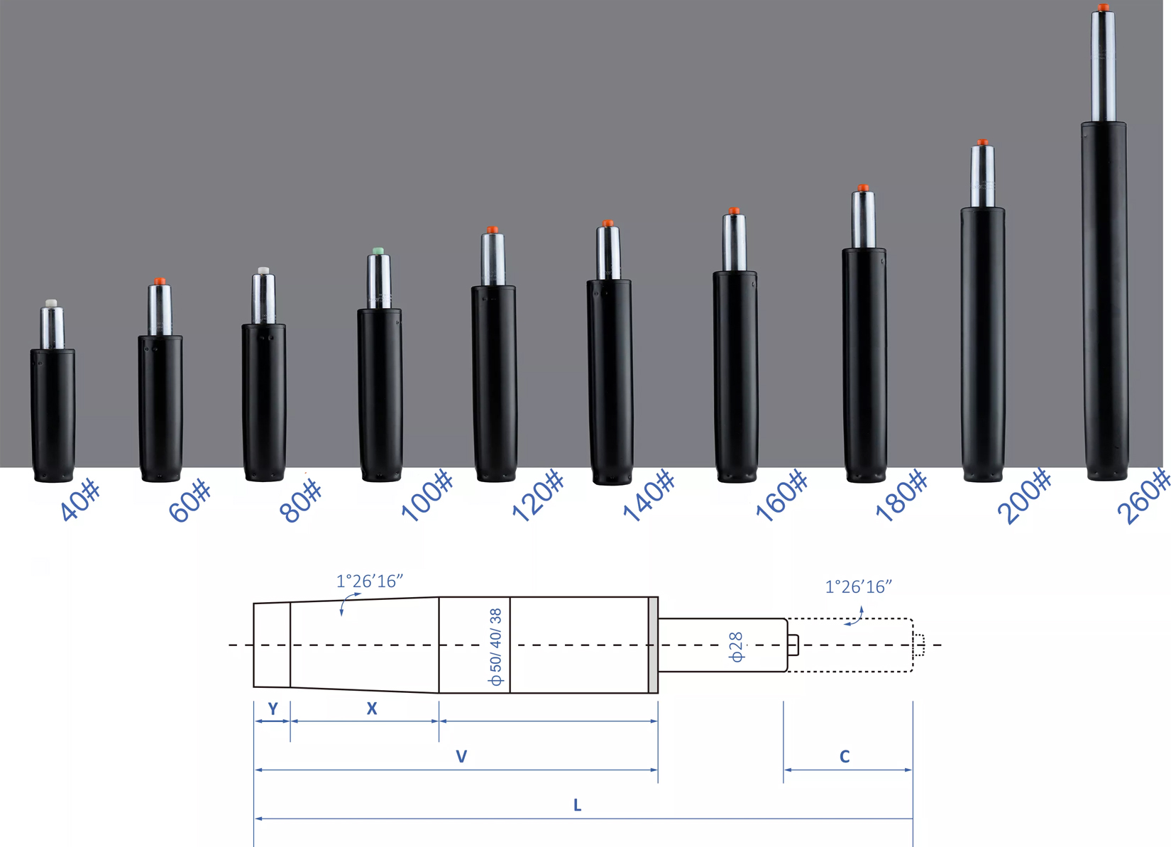 chair air cylinder Structural diagram chair air cylinder Structural diagram